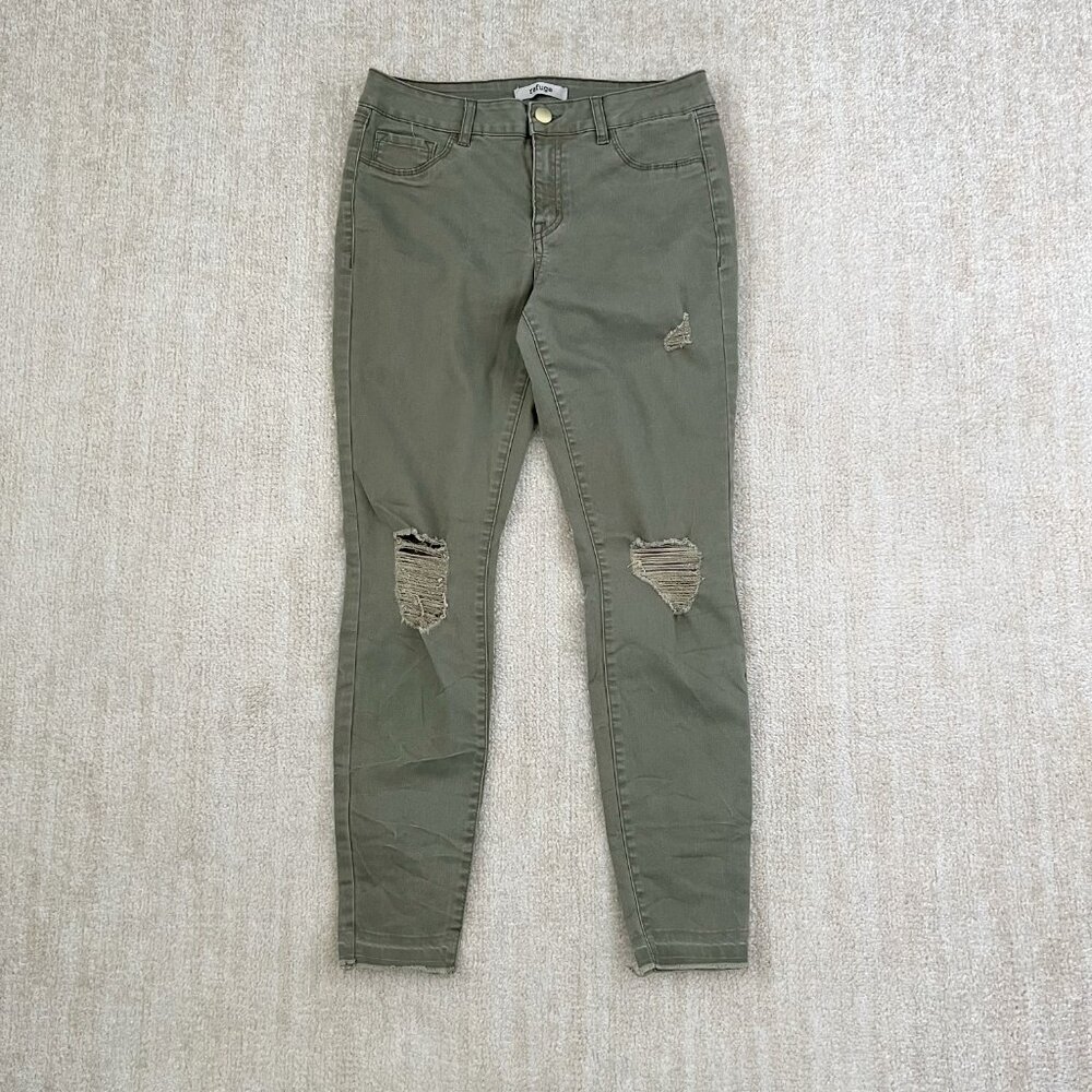 Refuge Green Distressed Skinny Jeans 6